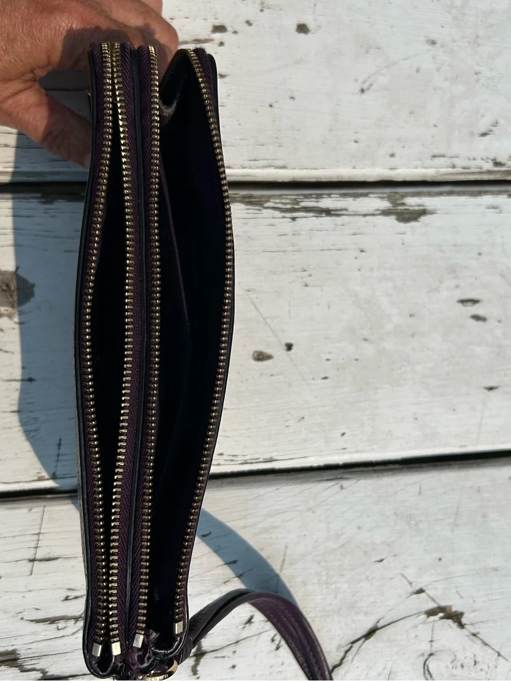 Coach Deep Purple Pebbled Leather Wristlet